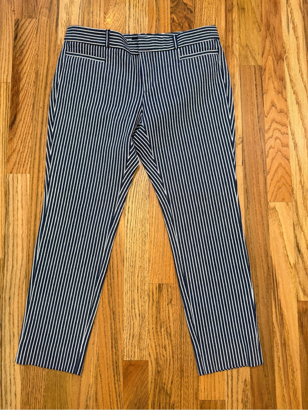 Banana Republic Sloan Striped Ankle Pants Navy White Slim Career Size 4S